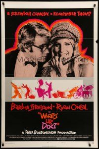 8y944 WHAT'S UP DOC style B 1sh '72 Barbra Streisand, Ryan O'Neal, directed by Peter Bogdanovich!