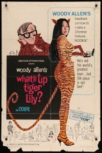 8y945 WHAT'S UP TIGER LILY 1sh '66 wacky Woody Allen Japanese spy spoof with dubbed dialog!