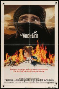 8y971 WIND & THE LION 1sh '75 art of Sean Connery & Candice Bergen, directed by John Milius!