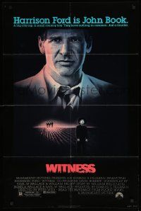 8y974 WITNESS 1sh '85 big city cop Harrison Ford in Amish country, directed by Peter Weir!