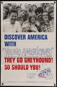 8y990 YOUNG AMERICANS 1sh '67 high school teen choir tours the world, wacky Greyhound bus tie-in!