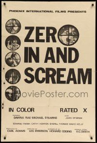 8y998 ZERO IN & SCREAM 1sh '70 Dawna Rae, cool images of people in scope of a sniper!