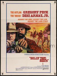 8z334 BILLY TWO HATS 30x40 '74 cool art of outlaw cowboys Gregory Peck & Desi Arnaz Jr.!