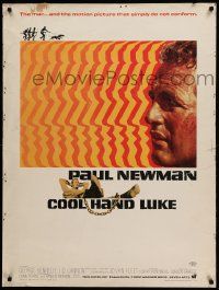 8z341 COOL HAND LUKE 30x40 '67 Paul Newman prison escape classic, cool art by James Bama!