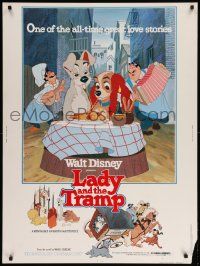 8z360 LADY & THE TRAMP 30x40 R80 Walt Disney classic cartoon, best spaghetti scene image!