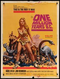 8z367 ONE MILLION YEARS B.C. 30x40 '66 full-length sexiest prehistoric cave woman Raquel Welch!