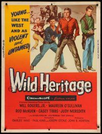 8z395 WILD HERITAGE 30x40 '58 Will Rogers Jr. & Maureen O'Sullivan in a bold and reckless land!