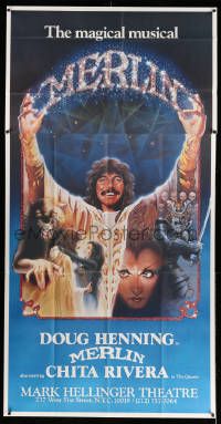 8z029 MERLIN stage play 3sh '83 magician Doug Henning in title role, Broadway!