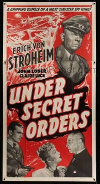8z032 UNDER SECRET ORDERS 3sh '43 Erich von Stroheim, gripping expose of a most sinister spy ring!