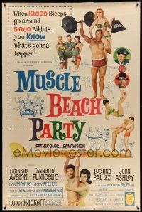 8z220 MUSCLE BEACH PARTY 40x60 '64 Frankie & Annette, 10,000 biceps & 5,000 bikinis!
