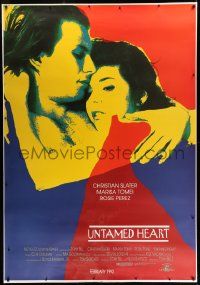 8z164 UNTAMED HEART DS bus stop '93 romantic artwork of Christian Slater & Marisa Tomei!
