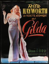 8z245 GILDA heavy canvas 45x59 commercial poster '90s sexy Rita Hayworth in sheath dress!