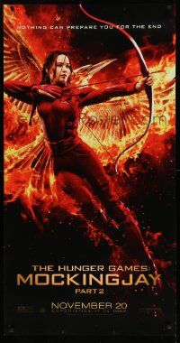 8z267 HUNGER GAMES: MOCKINGJAY - PART 2 DS 26x50 poster '15 image of Jennifer Lawrence in red outfit