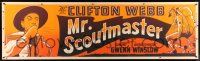 8z181 MR SCOUTMASTER paper banner '53 great artwork of Clifton Webb hiking with Boy Scout!