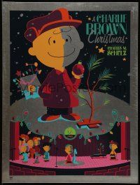 8z131 CHARLIE BROWN CHRISTMAS signed #8/50 18x24 metal art print '11 by Tom Whalen, actual metal!