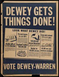 8z105 DEWEY GETS THINGS DONE VOTE DEWEY - WARREN 18x24 political campaign '48 running for president