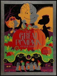 8z132 IT'S THE GREAT PUMPKIN, CHARLIE BROWN signed #17/20 18x24 metal art print '11 by Tom Whalen!