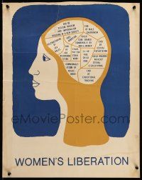 8z091 WOMEN'S LIBERATION 18x23 special '70 wonderful art of woman's brain showing feminist goals!