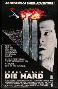 8z092 DIE HARD video standee '88 cop Bruce Willis is up against twelve terrorists, action classic!