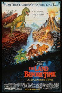 8z319 LAND BEFORE TIME half subway '88 Steven Spielberg, George Lucas, Don Bluth, dinosaur cartoon