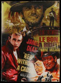 8z294 CLASSIC FILMS MONTAGE vinyl banner '80s Good, The Bad and the Ugly, Rebel Without a Cause!
