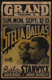8z076 STELLA DALLAS local theater jumbo WC '37 Barbara Stanwyck, Boles, King Vidor classic!