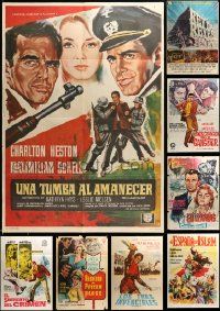 9a102 LOT OF 14 FORMERLY FOLDED SPANISH POSTERS '50s-70s a variety of different movie images!