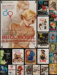 9a322 LOT OF 21 FORMERLY FOLDED 23x32 FRENCH POSTERS '50s-70s a variety of cool movie images!