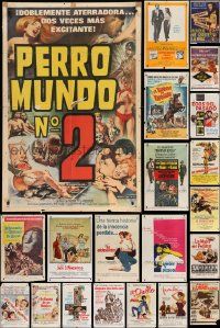 9a182 LOT OF 38 FOLDED EXPORT SPANISH ONE-SHEETS '50s-70s great images from a variety of movies!