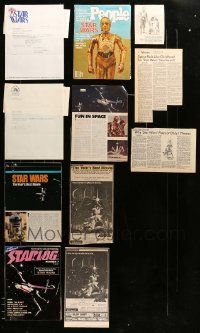 9a002 LOT OF 11 STAR WARS LETTERS AND ADS '77 rare printed Star Wars stationery with cool logo!