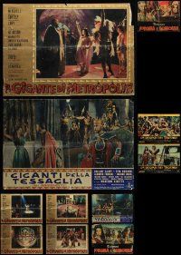 9a306 LOT OF 15 FORMERLY FOLDED SWORD AND SANDAL ITALIAN PHOTOBUSTAS '60s-70s cool movie scenes!