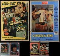 9a297 LOT OF 6 FORMERLY FOLDED BOXING ITALIAN PHOTOBUSTAS '50s-60s cool fighting scenes!