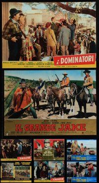 9a296 LOT OF 8 FORMERLY FOLDED JOHN WAYNE ITALIAN PHOTOBUSTAS '50s-70s great movie scenes!