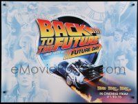 9b110 BACK TO THE FUTURE FUTURE DAY DS British quad '15 Michael J. Fox, Lloyd, Thompson, Glover!
