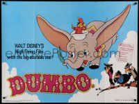 9b117 DUMBO British quad R80s colorful art from Walt Disney circus elephant classic!