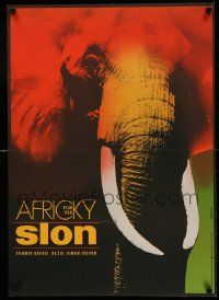9b235 AFRICAN ELEPHANT Czech 23x32 '73 great completely different artwork by Karel Vaca!