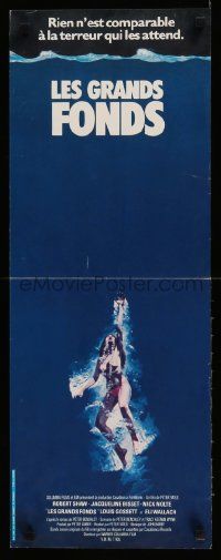 9b431 DEEP French 12x31 '77 artwork of sexy swimming scuba diver Jacqueline Bisset!