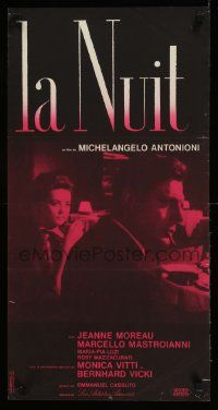 9b435 LA NOTTE French 16x31 '61 Antonioni, Jeanne Moreau, Marcello Mastroianni, different!