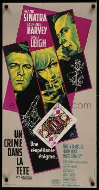 9b440 MANCHURIAN CANDIDATE French 16x31 '62 cool Grinsson art of Frank Sinatra, Harvey & Leigh!
