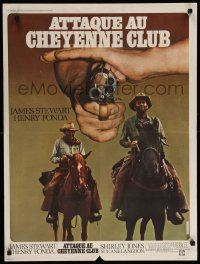 9b456 CHEYENNE SOCIAL CLUB French 24x32 '70 Jimmy Stewart & Henry Fonda in western action!