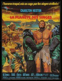 9b477 PLANET OF THE APES French 23x30 '68 different art of Charlton Heston by Jean Mascii!