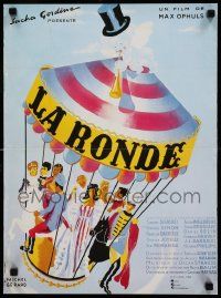 9b503 LA RONDE French 16x21 R70s Max Ophuls, different carousel artwork by Michel Gerard!