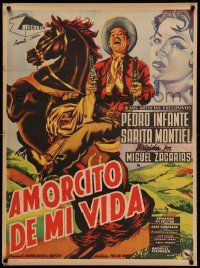 9b024 AHI VIENE MARTIN CORONA Mexican poster '52 Amorcito de mi Vida, Spanish export design!