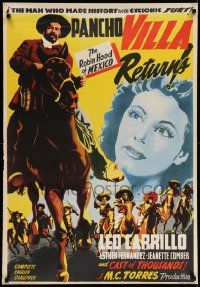 9b027 PANCHO VILLA RETURNS export Mexican poster '50 Leo Carrillo as The Robin Hood of Mexico!