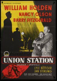 9b044 UNION STATION Swedish '51 William Holden, Nancy Olson, Fitzgerald, different art by Mattson!