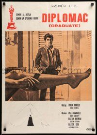 9b383 GRADUATE Yugoslavian 20x28 '70 classic image of Dustin Hoffman & Anne Bancroft's sexy leg!