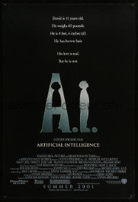 9c022 A.I. ARTIFICIAL INTELLIGENCE advance 1sh '01 Spielberg, Haley Joel Osment, Jude Law!