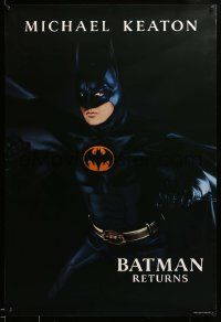 9c080 BATMAN RETURNS teaser 1sh '92 Burton, image of Michael Keaton in title role, undated design!