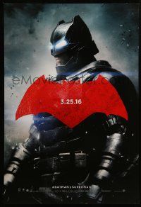 9c086 BATMAN V SUPERMAN teaser DS 1sh '16 cool image of armored Ben Affleck in title role!