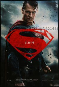 9c088 BATMAN V SUPERMAN teaser DS 1sh '16 waist-high image of Henry Cavill in title role!